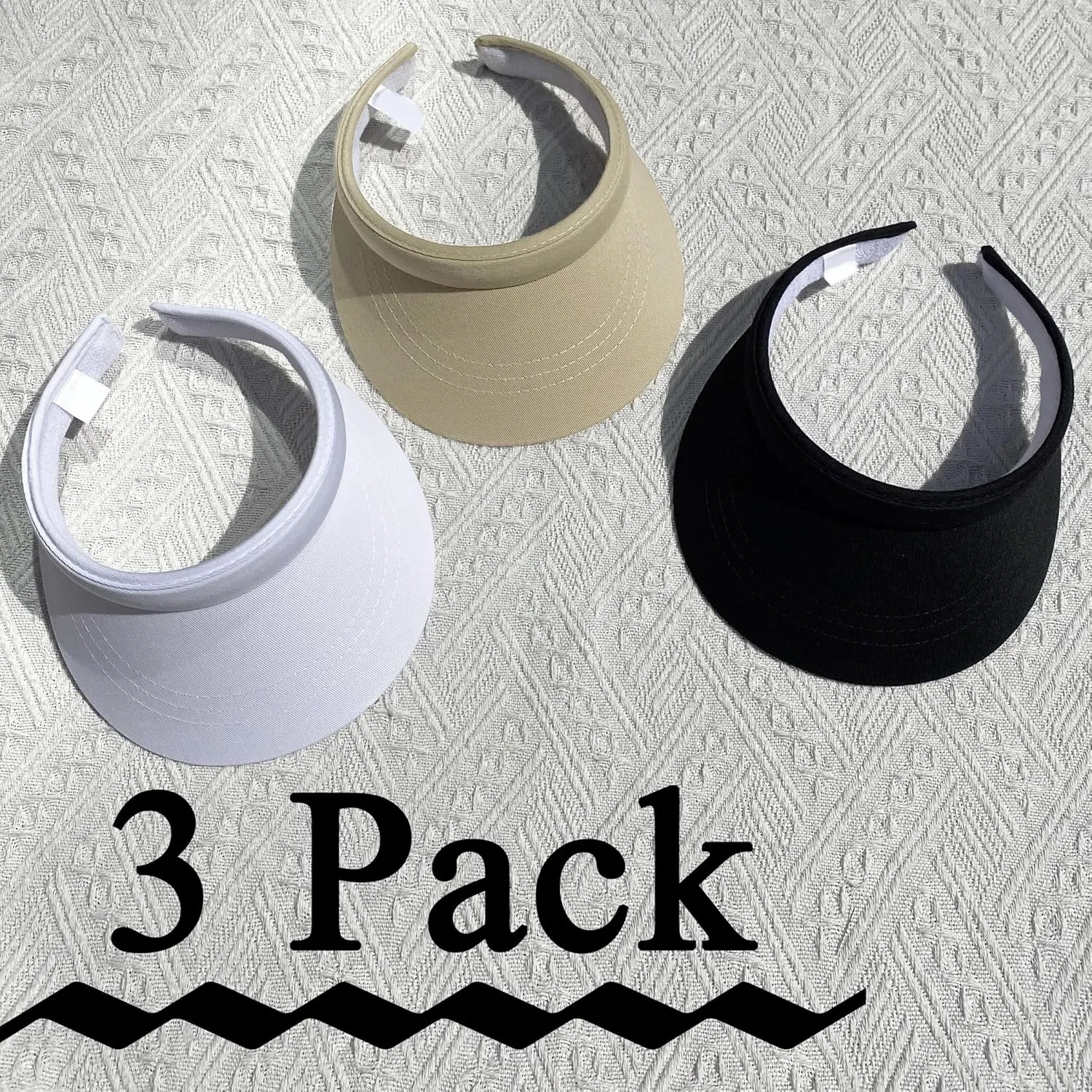 3 Pack Sports Sun Visor Hat Women Men Adjustable Clip On Visors Outdoor Golf Beach Cap