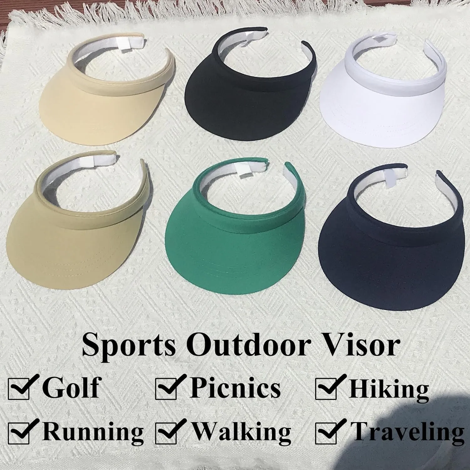 3 Pack Sports Sun Visor Hat Women Men Adjustable Clip On Visors Outdoor Golf Beach Cap