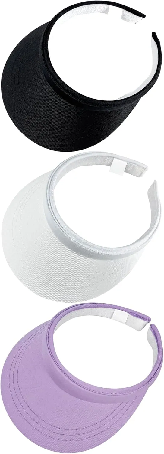 3 Pack Sports Sun Visor Hat Women Men Adjustable Clip On Visors Outdoor Golf Beach Cap