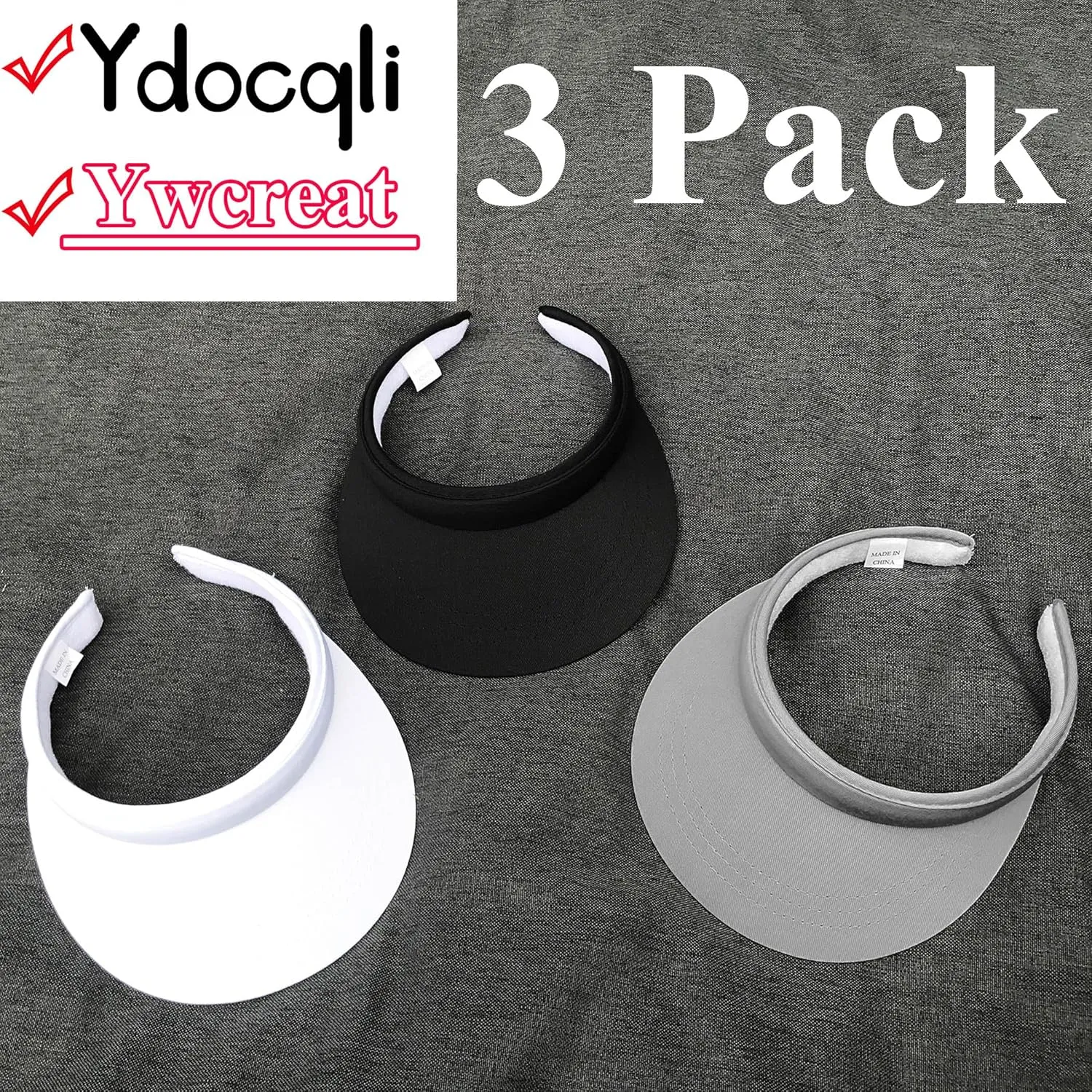 3 Pack Sports Sun Visor Hat Women Men Adjustable Clip On Visors Outdoor Golf Beach Cap