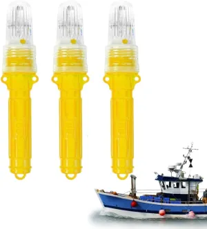 3 PCS Boat Flares, 2025 New Electronic Boat Flare Coast Guard Approved, Waterproof Marine Safety Kit Emergency Signals for Fishing Nets Buoys (Yellow)