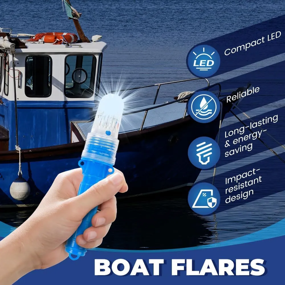 3 PCS Boat Flares, 2025 New Electronic Boat Flare Coast Guard Approved, Waterproof Marine Safety Kit Emergency Signals for Fishing Nets Buoys (Yellow)