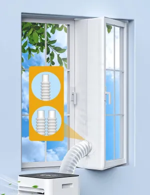 300CM (118") Portable AC Window Seal Kit for Casement Crank Skylight Windows, Newest Waterproof Insulated Window Vent Kit with Flexible Zipper Design for Single&Dual Hose Air Conditioners, No Drilling