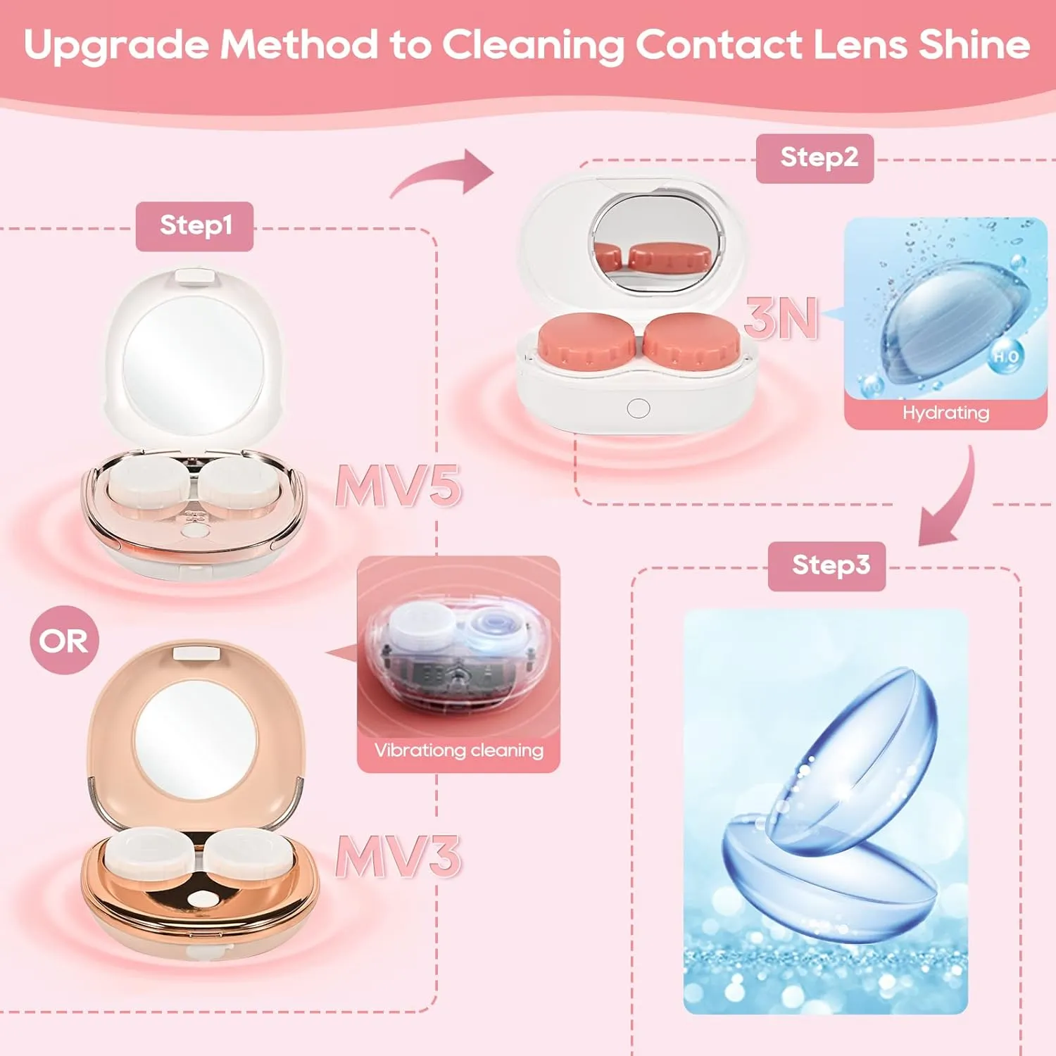 3N Contact Lens Hydrate Machine, Should be Used with MV Series Contact Lens Cleaner Machine, Fit Disposal Soft Lens, Colored Contact Lens, RGP Lens and OK Lens (Green)