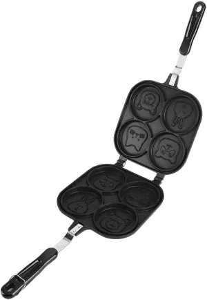4 Cup Egg Frying Pan, Lovely Cartoon Breakfast Non Stick Frying Pan Aluminium Alloy Cookware Suitable For Gas Stove Breakfast Egg Double Sided Pancake Pans With Designs