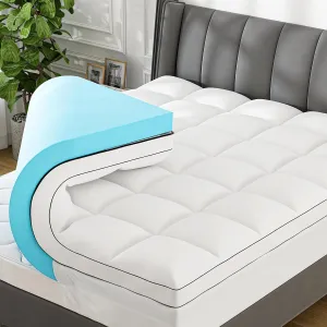 4 Inch King Mattress Topper Dual Layer,2 Inch Gel Memory Foam Plus 2 Inch Cooling Pillow Top Mattress Pad Cover for Back Pain, with 8-21 Inch Deep Pocket