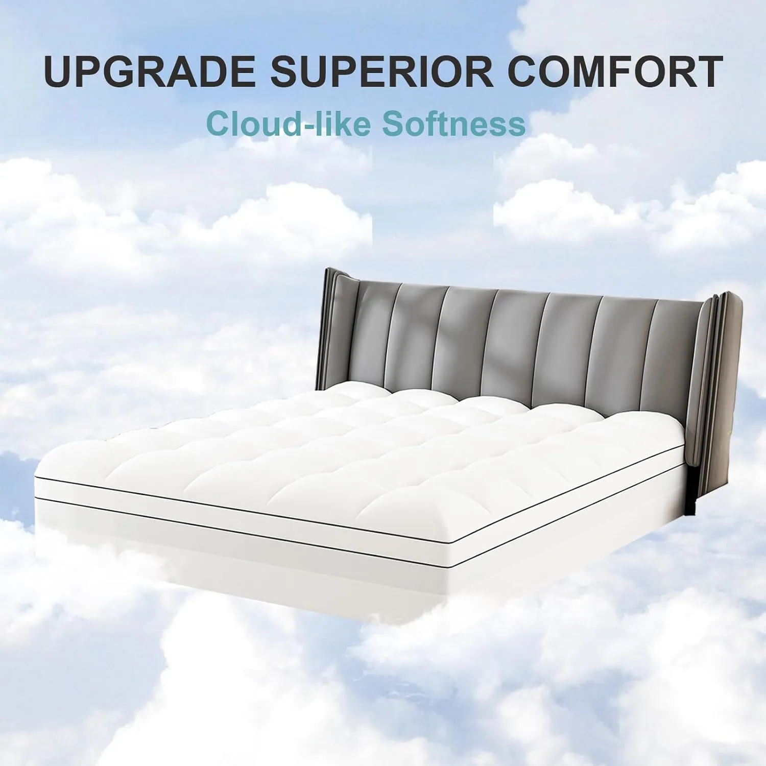 4 Inch King Mattress Topper Dual Layer,2 Inch Gel Memory Foam Plus 2 Inch Cooling Pillow Top Mattress Pad Cover for Back Pain, with 8-21 Inch Deep Pocket