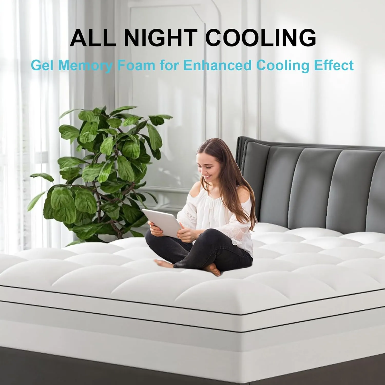 4 Inch King Mattress Topper Dual Layer,2 Inch Gel Memory Foam Plus 2 Inch Cooling Pillow Top Mattress Pad Cover for Back Pain, with 8-21 Inch Deep Pocket