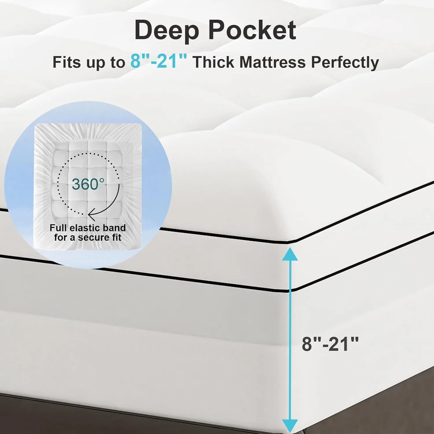 4 Inch King Mattress Topper Dual Layer,2 Inch Gel Memory Foam Plus 2 Inch Cooling Pillow Top Mattress Pad Cover for Back Pain, with 8-21 Inch Deep Pocket