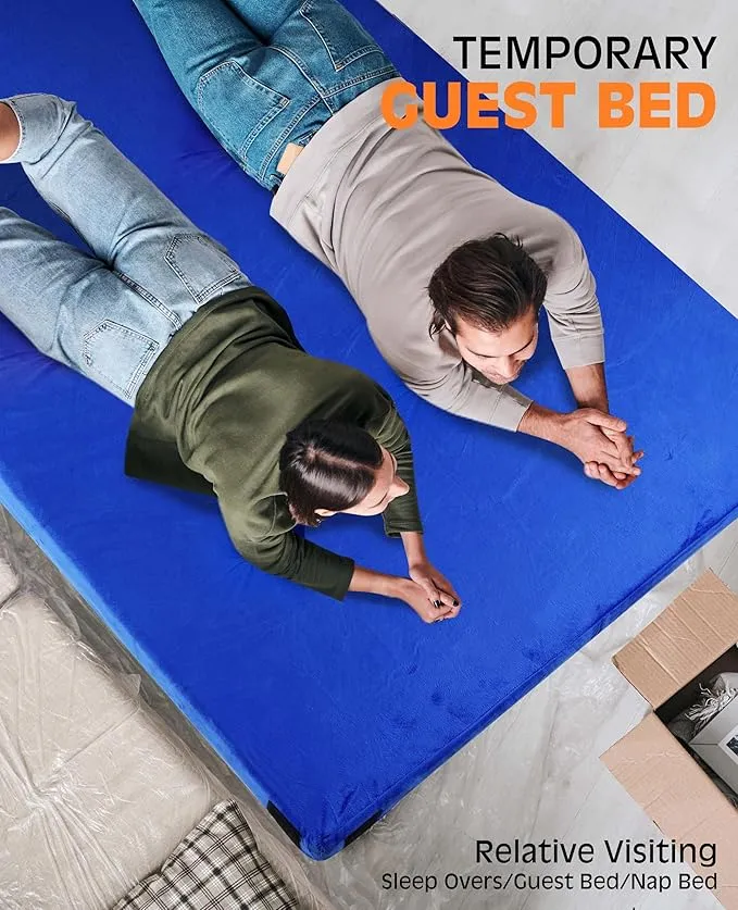 4 INCH Thick Memory Foam Camping Pad Futon Mattress, Portable Floor Sleeping Mat Sleepover Guest Bed Roll Up Mattress for Outdoor Extra Supportive for Side Sleepers