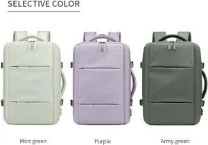 40L Extra Large Travel Backpack Expandable Airplane Approved Weekender Bag for Men and Women, Waterproof Carry On Backpack (Purple)