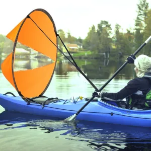 42 inches Downwind Wind Sail Kit Kayak Wind Sail Kayak Paddle Board Accessories,Easy Setup and Deploys Quickly,Compact and Portable[Orange]