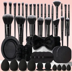 47Pcs Black Makeup Brushes Set Professional Makeup Kit Multi-functional Makeup Tool Set with Facial Makeup Accessories, Foundation Makeup Brush Kit Eye and Face Make up Brushes & Tools