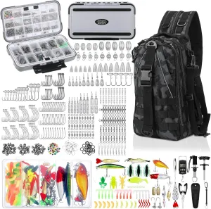 484 Pcs Fishing Tools Kit Fishing Accessories Kit Include Fishing Backpack Fish Hook Fishing Lures Fish Hook Remover Fish Lip Gripper for Men Women Fishing Gifts