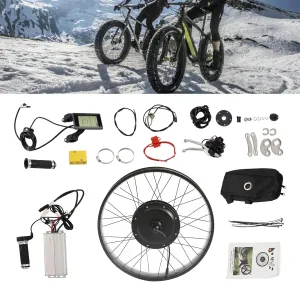 48V 1200W Electric Bike Conversion Kit 26" Fat Rear Wheel Electric Bicycle Motor Kit with LCD Display & Controller,Waterproof E-Bike Rear Hub Motor Conversion Kit for Bicycles with 26in Tires