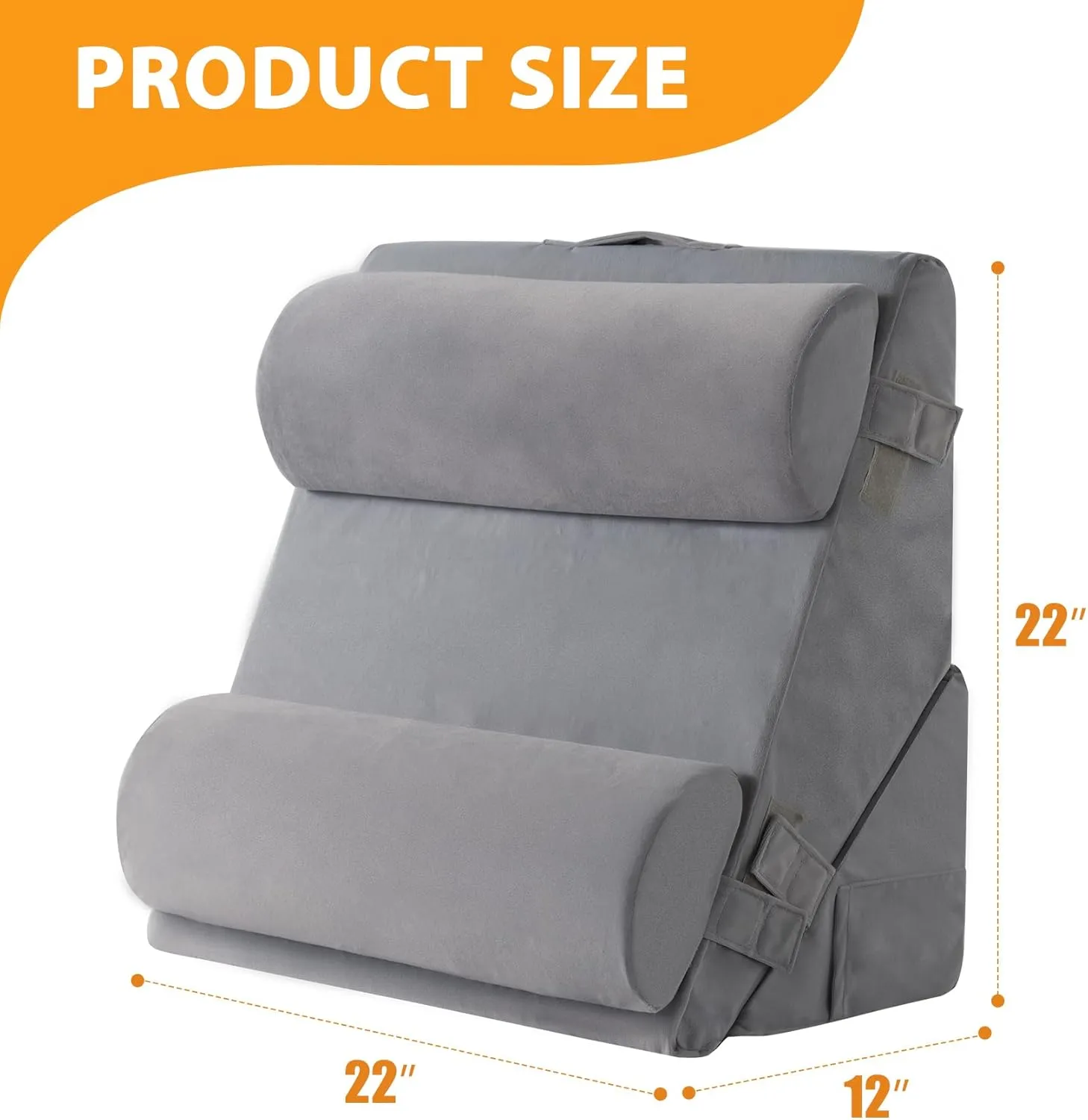 4PCS Wedge Pillow Set for After Surgery, Wedge Pillow Headboard, Adjustable 9&12 Inch Bed Pillow Wedge for Sleeping, Acid Reflux, Orthopedic Pillow Wedge for Back Pain Relief, Gerd, Velvet
