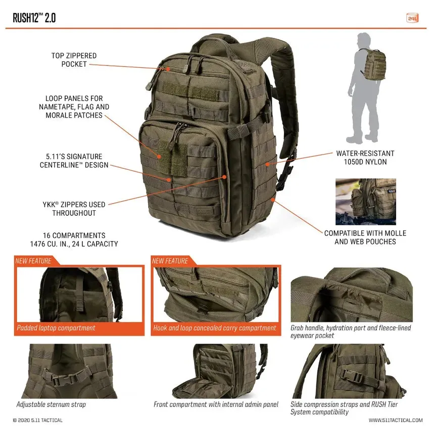 5.11 RUSH12 2.0 MC BACKPACK