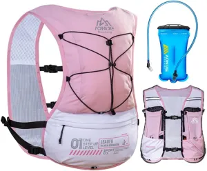 5L Running Hydration Vest Backpack for Men Women, Adjustable & Lightweight, Front & Back Pockets for Essential Storage (Pink with 1.5L Bladder)