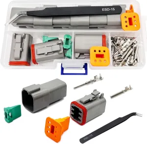 6 Pin Deutsch Connector Kit 3 Sets, Gray DT Connector Kit, 6 Pin Automotive Waterproof Wire Connectors, Electrical Connectors Kit with 16# Stamped Contacts for Car, RV, Truck Wiring 22-16AWG