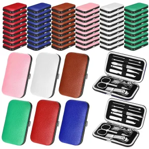 60 Pack Manicure Set Bulk Gifts Stainless Steel Nail Clipper Set with Case 8 in 1 Personal Pedicure Kit for Women Men, Gifts for Graduation Nurse Day Mother's Day(Mix Color,Warm)