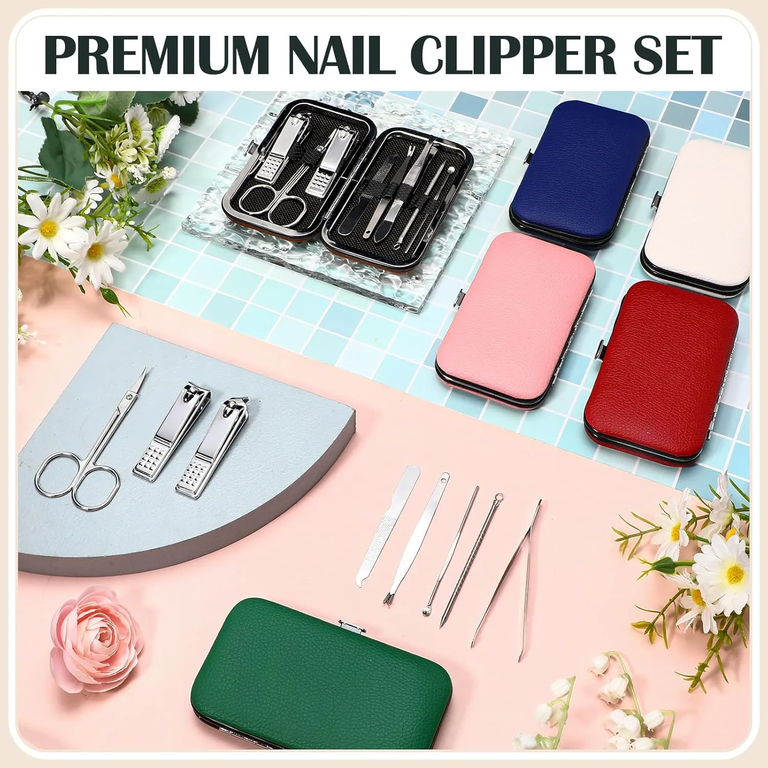 60 Pack Manicure Set Bulk Gifts Stainless Steel Nail Clipper Set with Case 8 in 1 Personal Pedicure Kit for Women Men, Gifts for Graduation Nurse Day Mother's Day(Mix Color,Warm)