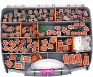 601 Pcs for DT Deutsch Connector Kit,Gray 2 3 4 6 8 12 Pin DT Connectors Size 16 Stamped Formed Contacts(14-18AWG),DT Connector Removal Tool Included