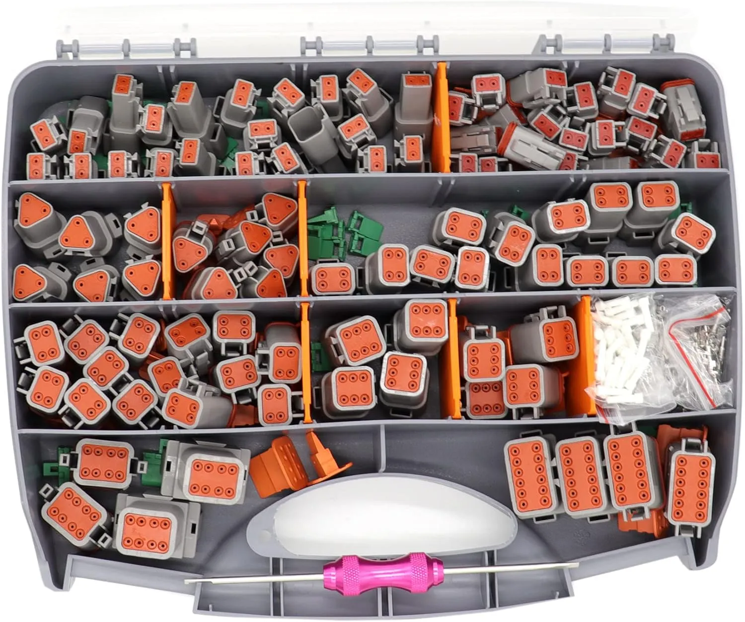 601 Pcs for DT Deutsch Connector Kit,Gray 2 3 4 6 8 12 Pin DT Connectors Size 16 Stamped Formed Contacts(14-18AWG),DT Connector Removal Tool Included