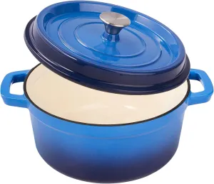 6.5 Quart Enameled Cast Iron Dutch Oven Pot with Lid, Dual Handle for Bread Baking, Pre-Seasoned Cookware, Heavy-Duty, Oven Safe up to 500° F, Non-stick & Applicable All Cookings, Blue