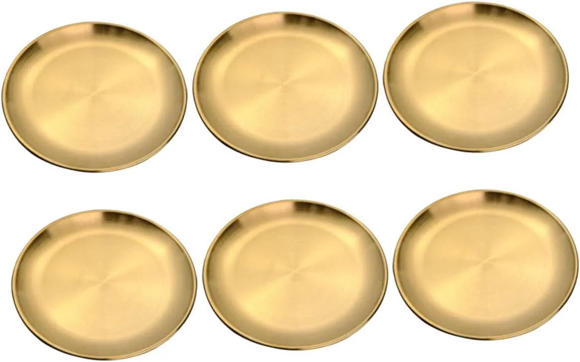 6Pcs Stainless Steel Plates for Adults Dinner Plates for Camping Picnics Home Use Steak Snack Platters