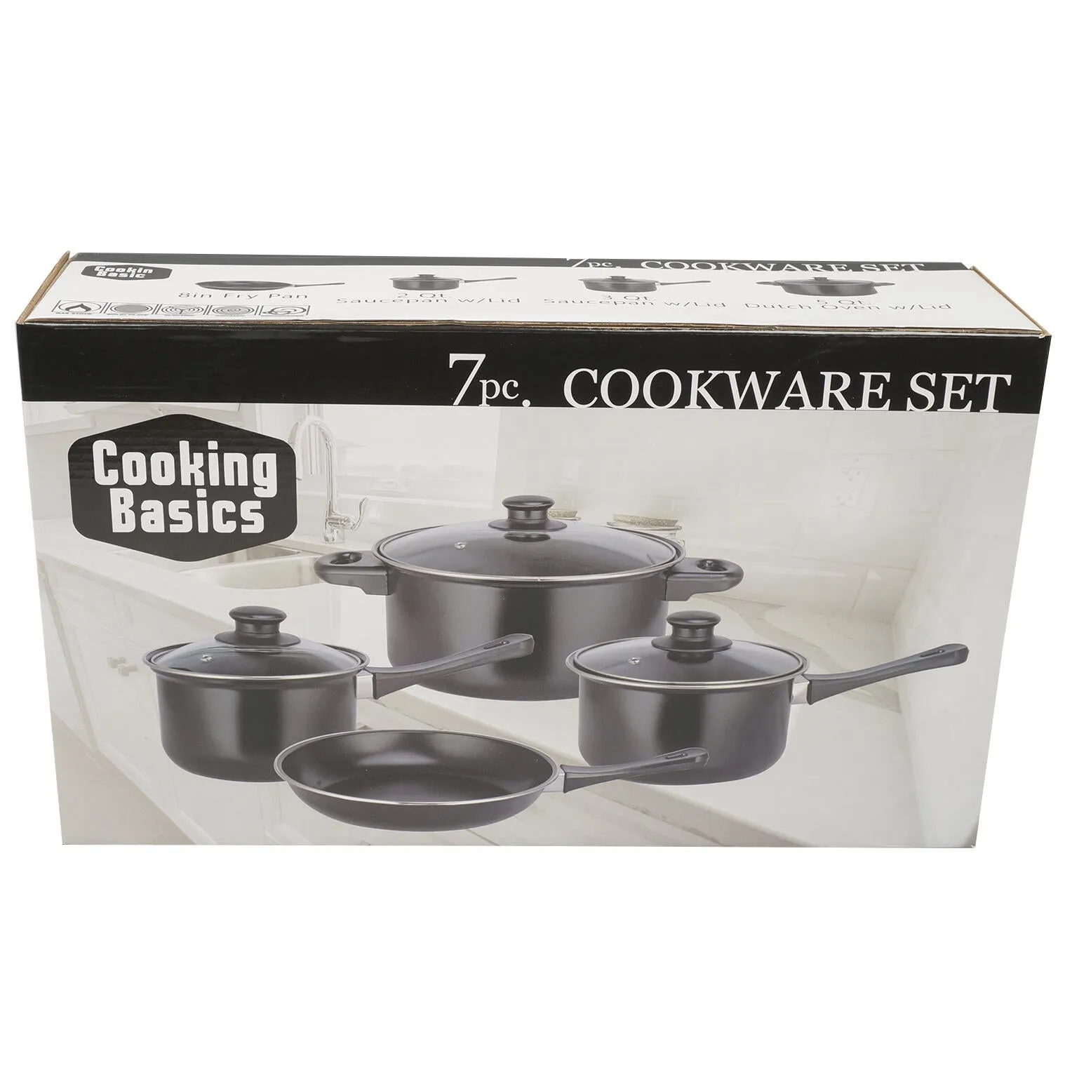 7 Piece Black Non-Stick Cookware Set
