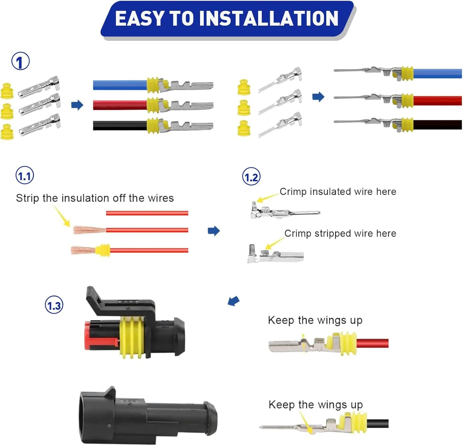 709Pcs Waterproof Wire Connectors, 43 Kits Automotive Electrical Connectors Electrical Wire Connectors Kit 1/2/3/4/5/6 Pin Weather Pack Connector for 13-20 AWG Wire with Ratchet Crimping Tool
