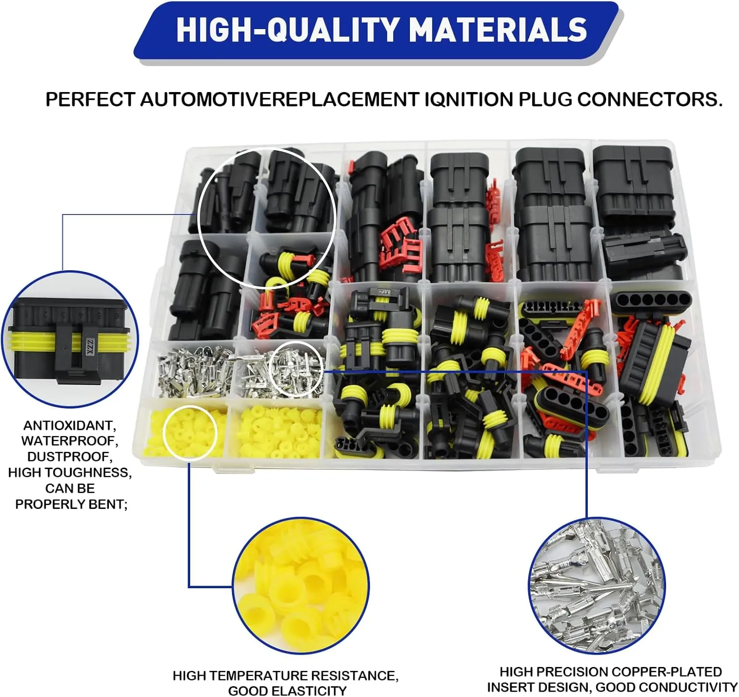 709Pcs Waterproof Wire Connectors, 43 Kits Automotive Electrical Connectors Electrical Wire Connectors Kit 1/2/3/4/5/6 Pin Weather Pack Connector for 13-20 AWG Wire with Ratchet Crimping Tool