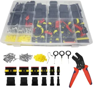 709Pcs Waterproof Wire Connectors, 43 Kits Automotive Electrical Connectors Electrical Wire Connectors Kit 1/2/3/4/5/6 Pin Weather Pack Connector for 13-20 AWG Wire with Ratchet Crimping Tool