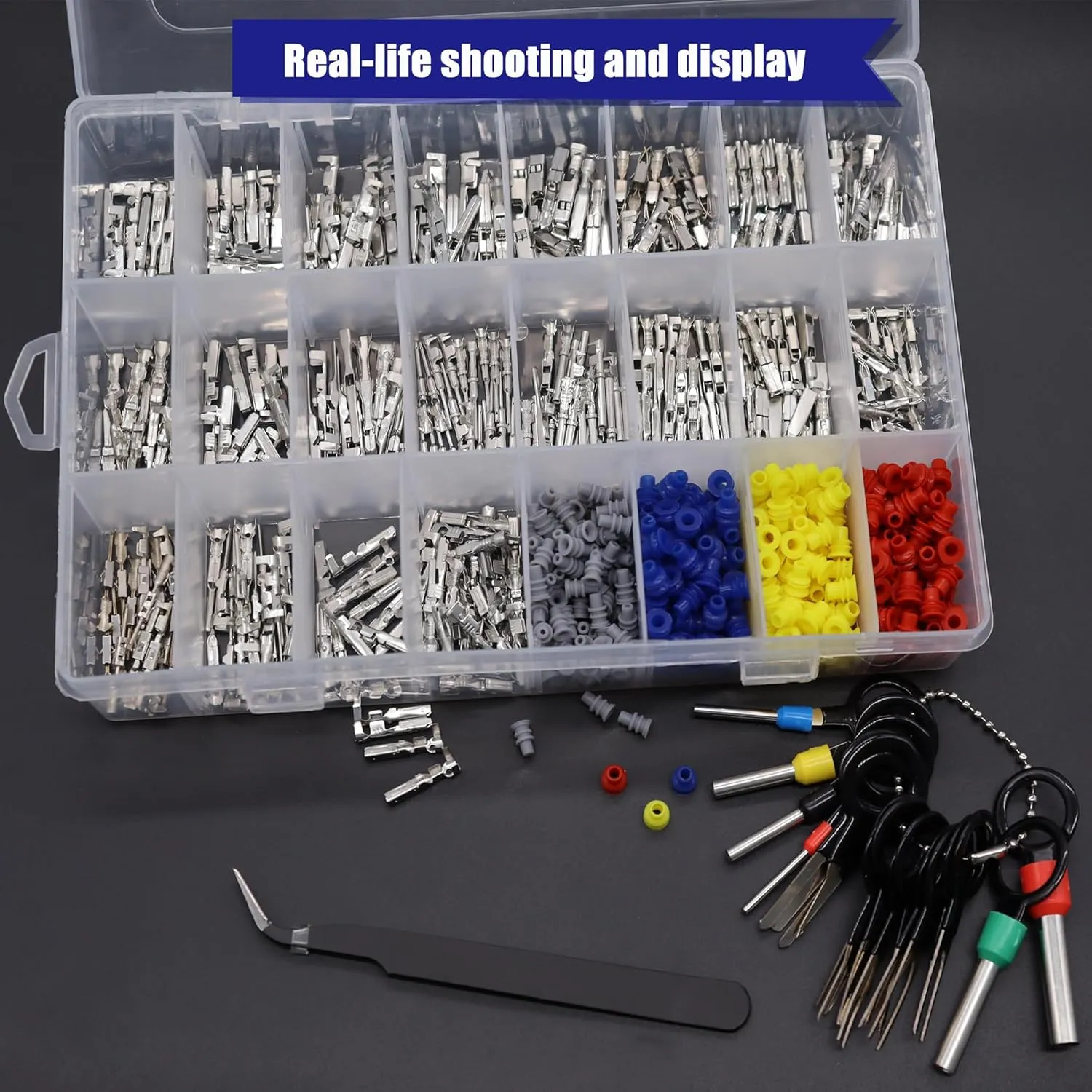 755PCS 21 Type Pin Connectors Kit,Car Electrical Wire Pins 1/1.5/1.8/2.2/2.8/3.5mm Automotive Electrical Pins Connector Kit Wire Removal Non-Insulated Plug Male Female Crimp