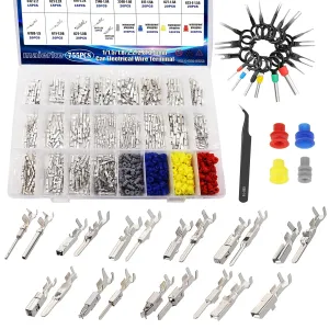 755PCS 21 Type Pin Connectors Kit,Car Electrical Wire Pins 1/1.5/1.8/2.2/2.8/3.5mm Automotive Electrical Pins Connector Kit Wire Removal Non-Insulated Plug Male Female Crimp