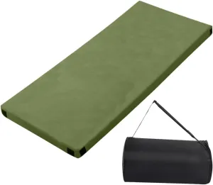 75x25x2.5in Camping Mattress Memory Foam Short Plush Top Green with Storage Bag