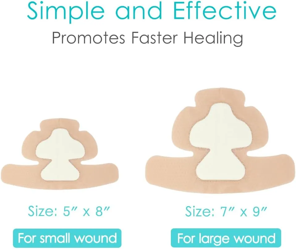7"x 9" Heel Bordered Silicone Foam Dressing Waterproof Elbow Foot Wound Care Adhesive Bandages with High Absorbent Pads for Hip Knee Replacement Surgery Ulcer Pressure Sores (Pack of 6