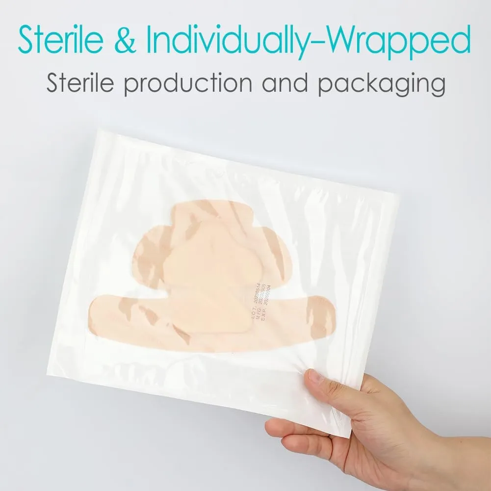 7"x 9" Heel Bordered Silicone Foam Dressing Waterproof Elbow Foot Wound Care Adhesive Bandages with High Absorbent Pads for Hip Knee Replacement Surgery Ulcer Pressure Sores (Pack of 6