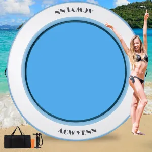 8FT Water Hammock Floating Dock Heavy Duty Round Floating Ring for Lake, Ocean & Pool, Inflatable Pool Float with Thick Drop Stitch PVC, Adult Lake Float for 4-6 People