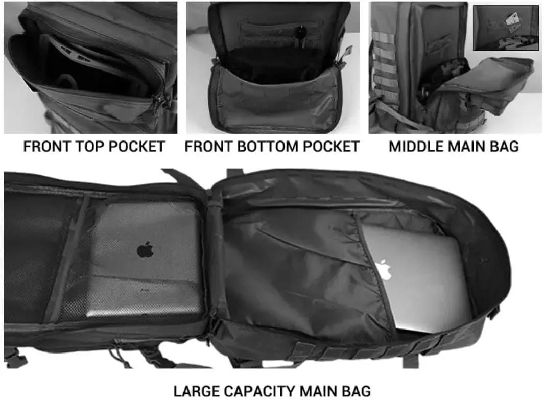 900D Oxford Military Tactical Backpack Molle Army Assault,3 days pack bug out Bag for Photographer,Hicking,Treeking,Travel (Black)