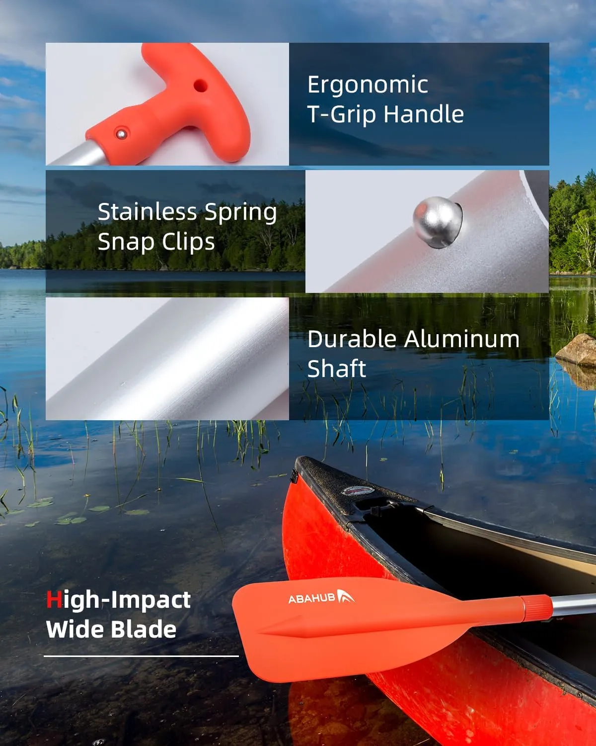 Abahub Premium 21''-42'' Emergency Telescoping Paddle Aluminium Shaft for Canoeing Boating Kayaing Blue Lightweight Oars