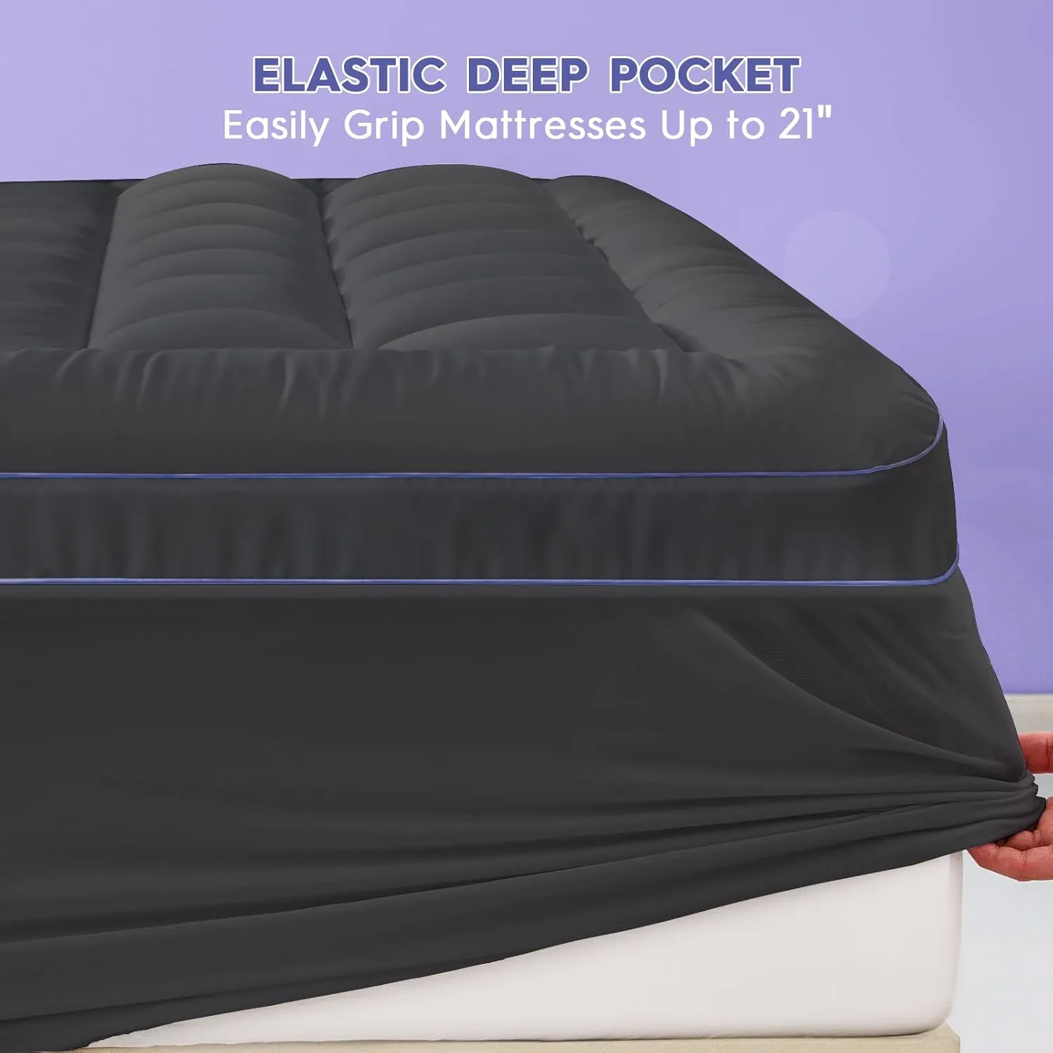 ABENE 3 Inch Dual Layer Memory Foam Mattress Topper Twin, 2 Inch Memory Foam Plus 1 Inch Down Alternative Pillowtop Mattress Pad, with Bedside Pocket, Support for Back Pain (Twin, Gray)