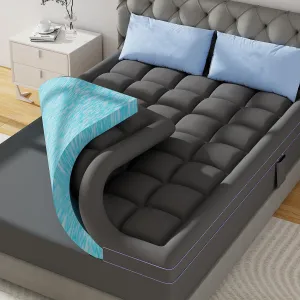 ABENE 3 Inch Dual Layer Memory Foam Mattress Topper Twin, 2 Inch Memory Foam Plus 1 Inch Down Alternative Pillowtop Mattress Pad, with Bedside Pocket, Support for Back Pain (Twin, Gray)