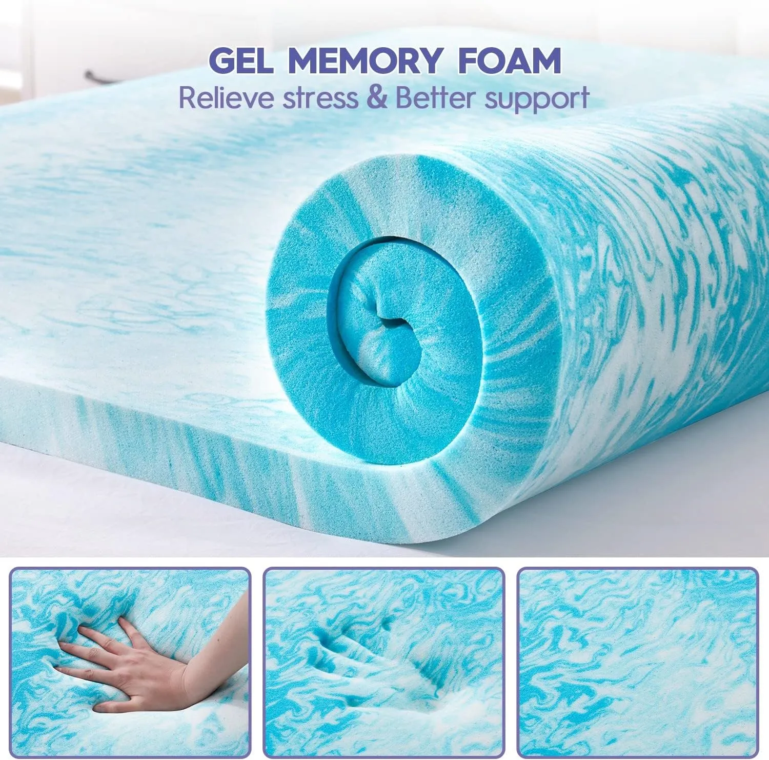 ABENE 3 Inch Dual Layer Memory Foam Mattress Topper Twin, 2 Inch Memory Foam Plus 1 Inch Down Alternative Pillowtop Mattress Pad, with Bedside Pocket, Support for Back Pain (Twin, Gray)