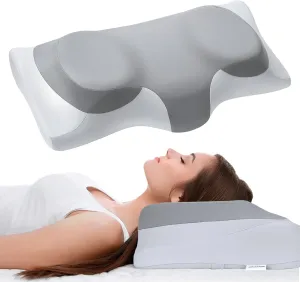 ABLEGRID FSA HSA Eligible Cervical Neck Pillow,Contour Memory Foam Cooling Gel Pillow for Neck & Shoulder Pain Relief,Ergonomic Orthopedic Adjustable Bed & Support Pillow for Side,Back,Stomach Sleeper