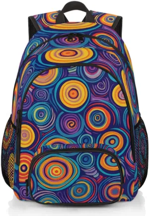 Abstract Circular Texture Backpack for Women Men Travel Casual Daypack Laptop iPad Tablet Shoulder Bag Lightweight Backpack with Multiple Pockets