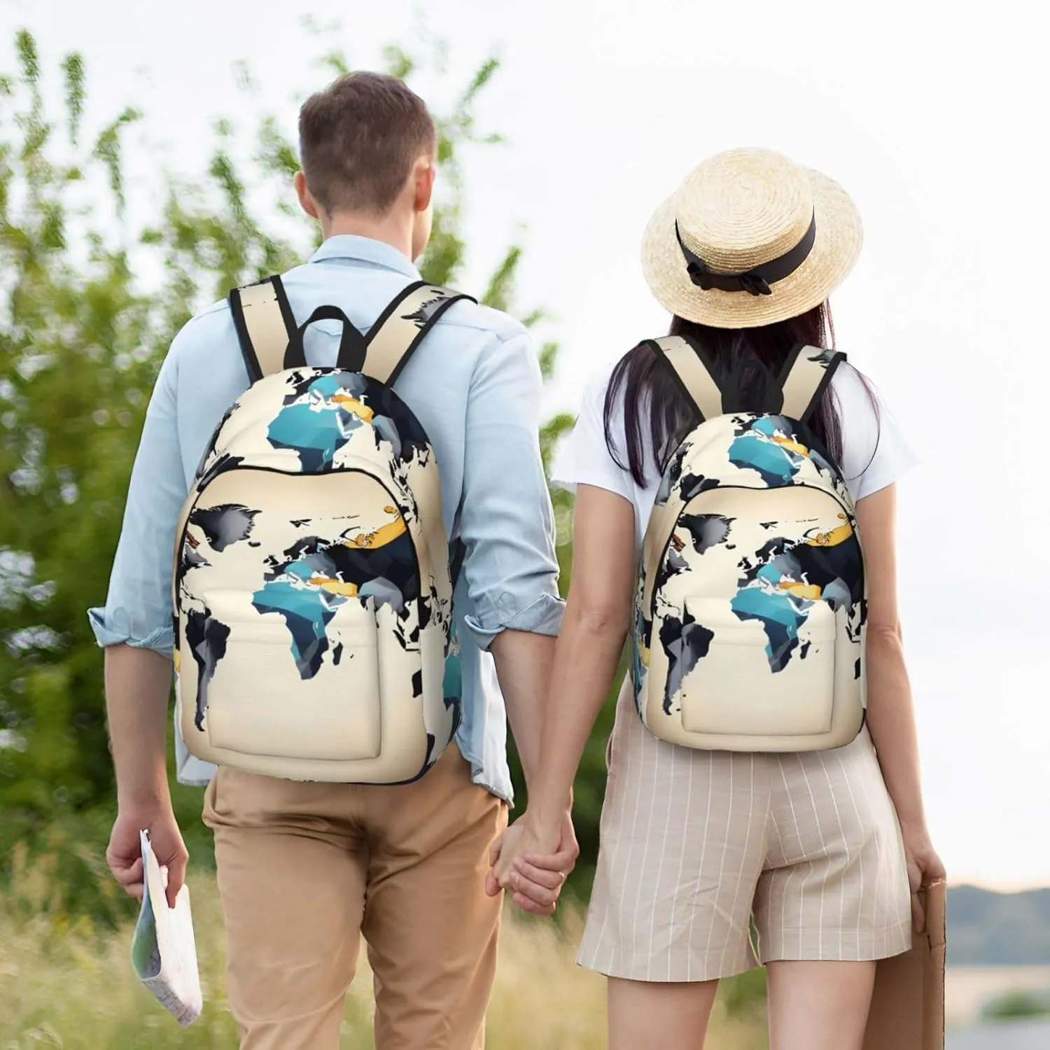 Abstract World Map print Travel Laptop Backpack, Carry on Backpack, Computer Bag for Men Women College Book Bag