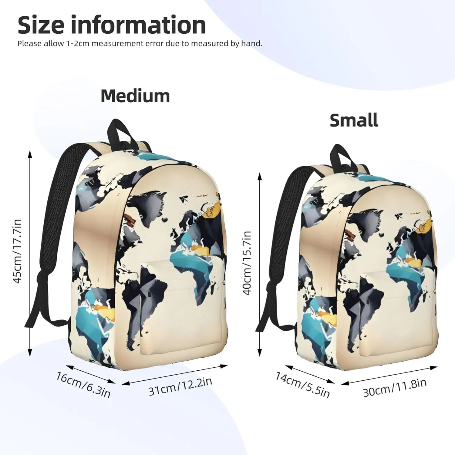 Abstract World Map print Travel Laptop Backpack, Carry on Backpack, Computer Bag for Men Women College Book Bag