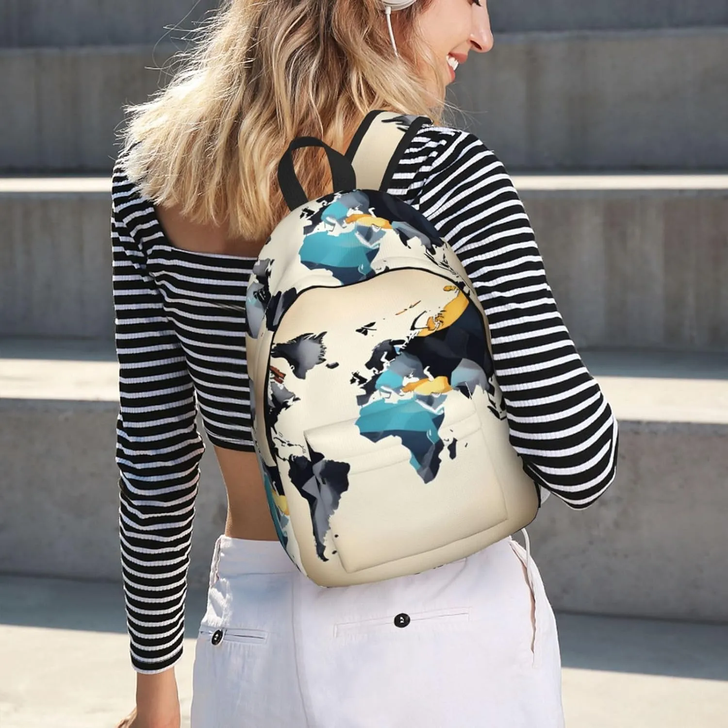 Abstract World Map print Travel Laptop Backpack, Carry on Backpack, Computer Bag for Men Women College Book Bag