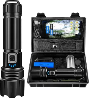 ABUNRO Flashlights High Lumens Rechargeable, Flashlight Led 2000 Lumen XHP70.2, Super Bright Flash Light, High Powered Handheld Flashlights for Hiking Camping Father's Day Gift